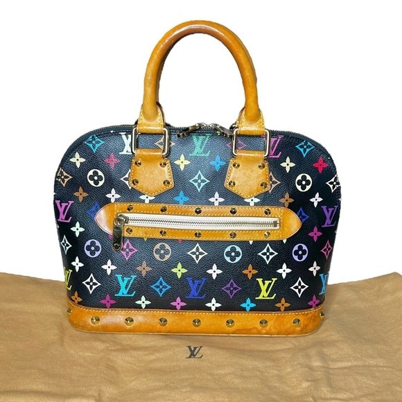 Authentic Louis Vuitton Black Multicolor Murakami Rainbow Alma PM Leather Bag - Picture 9 of 15